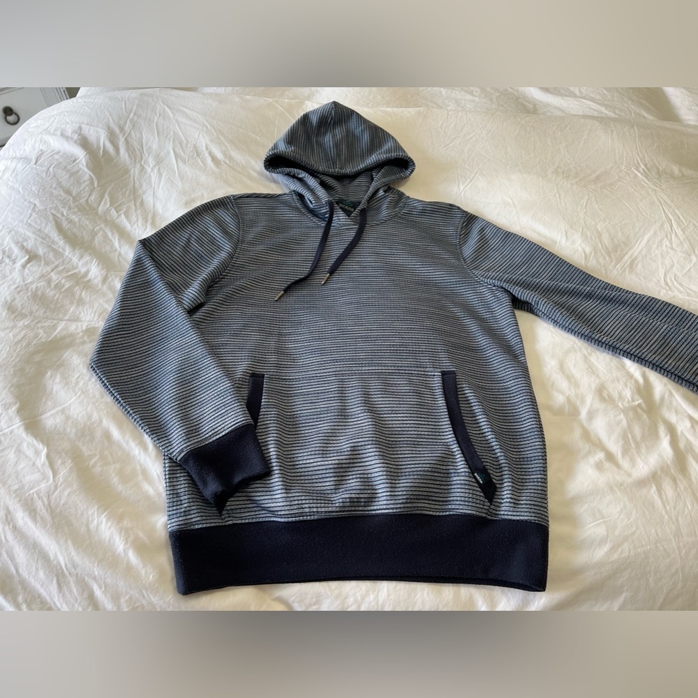 Prana Gatten Hoodie | Blue White Stripe Long Sleeve Men’s Size medium